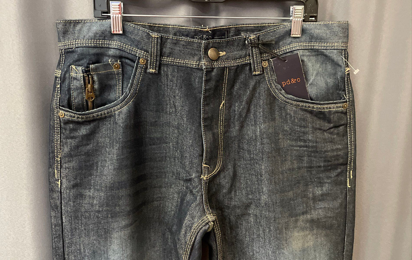 PD&C Men's Oscar Blue Faded Slim Straight Jeans Sz 36x32 NWT