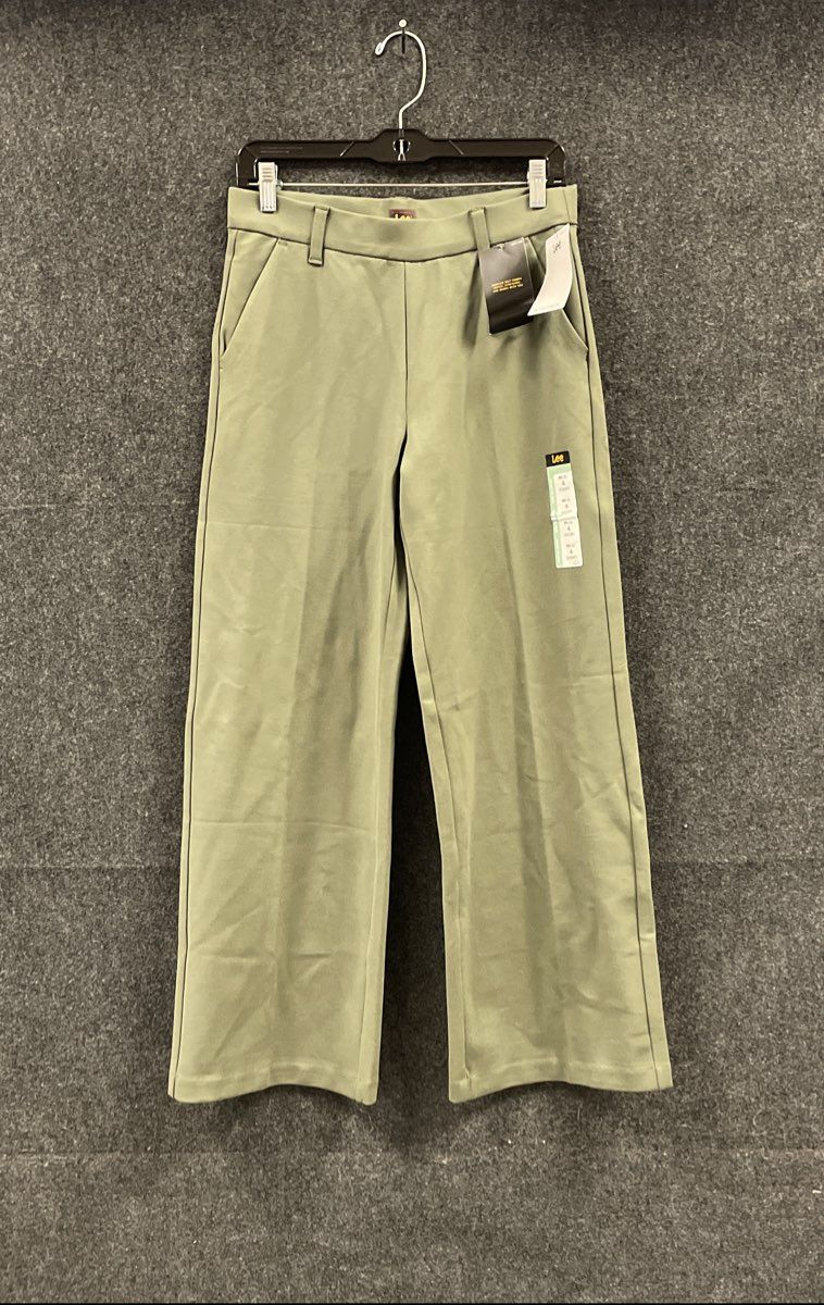 Lee Women's Green Ultra Lux Comfort Any Wear Wide Leg Mid Rise Pants NWT Sz 4S