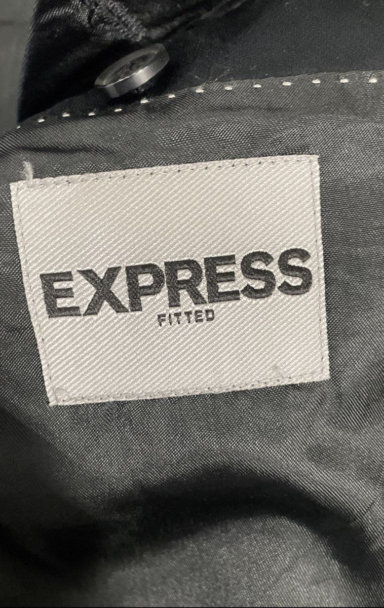 Express Men's Black Fitted Cotton Spandex Suit Jacket Blazer Size 42R