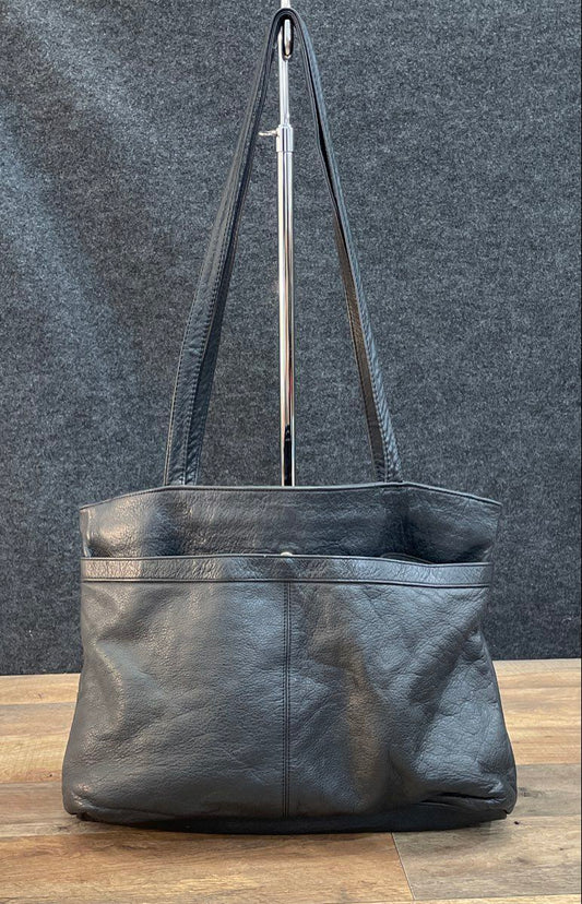 Vintage Wilsons Leather Black Pebbled Leather Shoulder Bag Tote Handbag