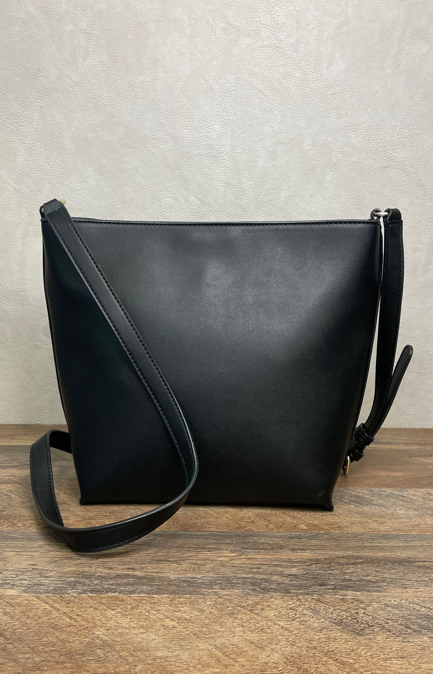 Karl Lagerfeld Paris Black Smooth Bag with Front Bow Crossbody Shoulder Bag