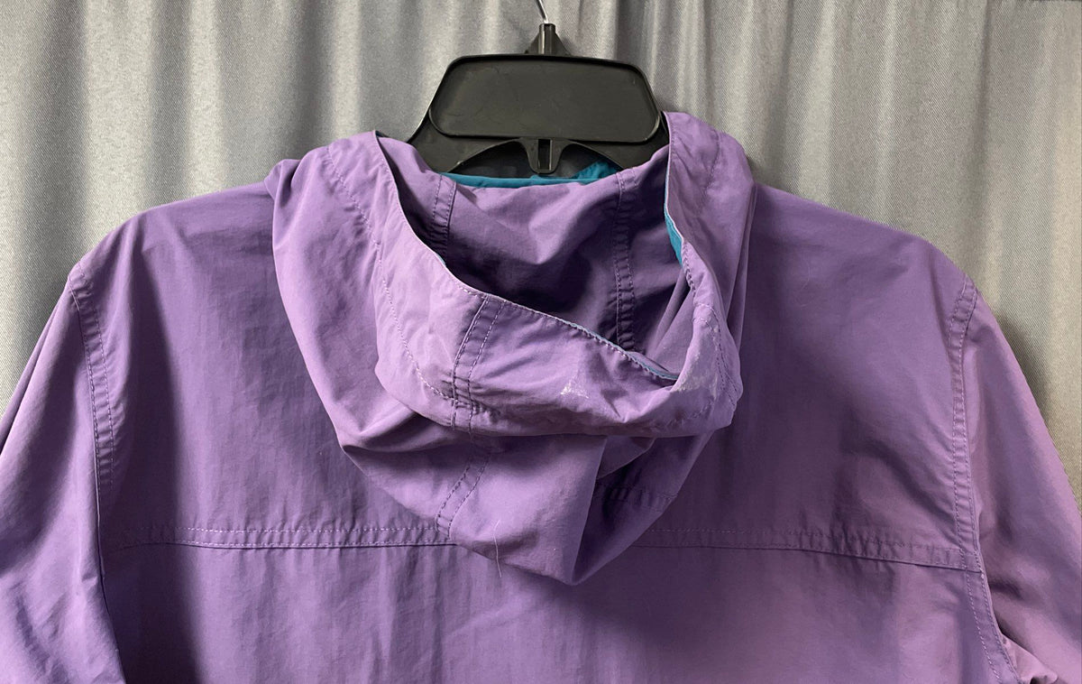 L.L. Bean Women's Purple Teal Half-Zip Hooded Windbreaker Anorak Jacket Sz M