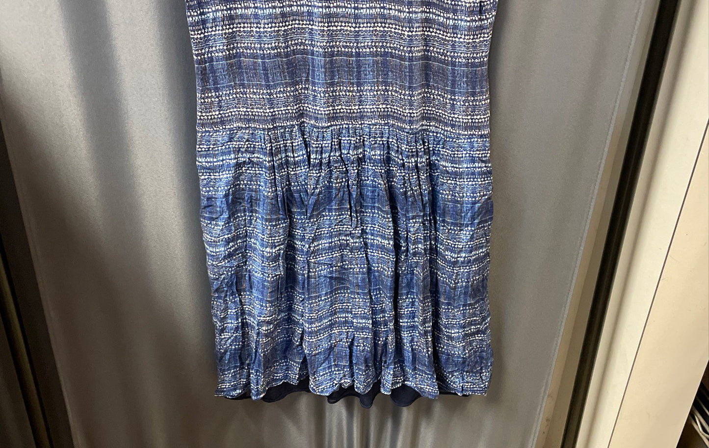 Peruvian Connection Women's Blue Geometric Patterned Short Sleeve Dress Sz M