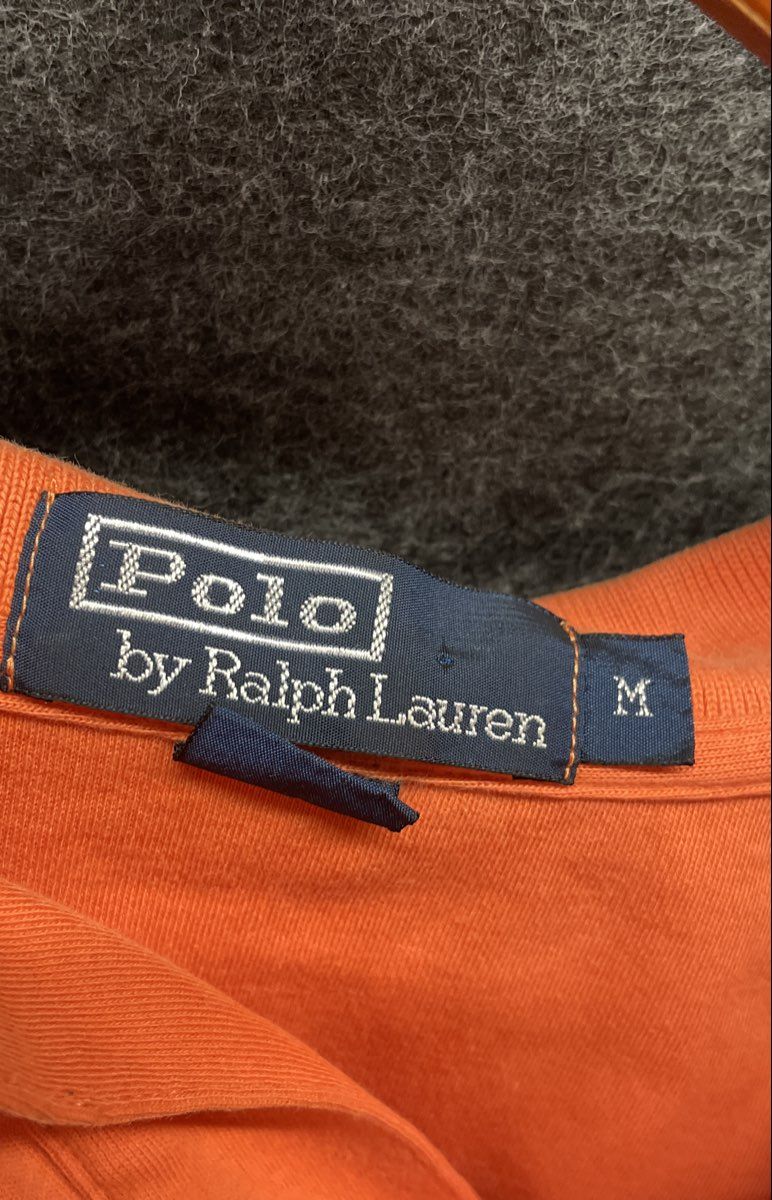 Vintage Polo Ralph Lauren Men's Orange Pique Short Sleeve Polo Shirt Sz M