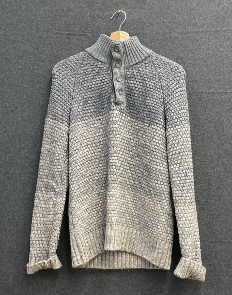 Banana Republic Men's Gray Ombre Wool Yak Blend Waffle Knit Sweater Sz XS