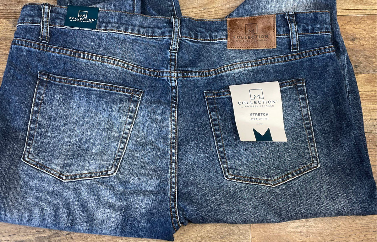 Michael Strahan Men's Blue Straight Leg Stretch Jeans NWT Sz 40x30
