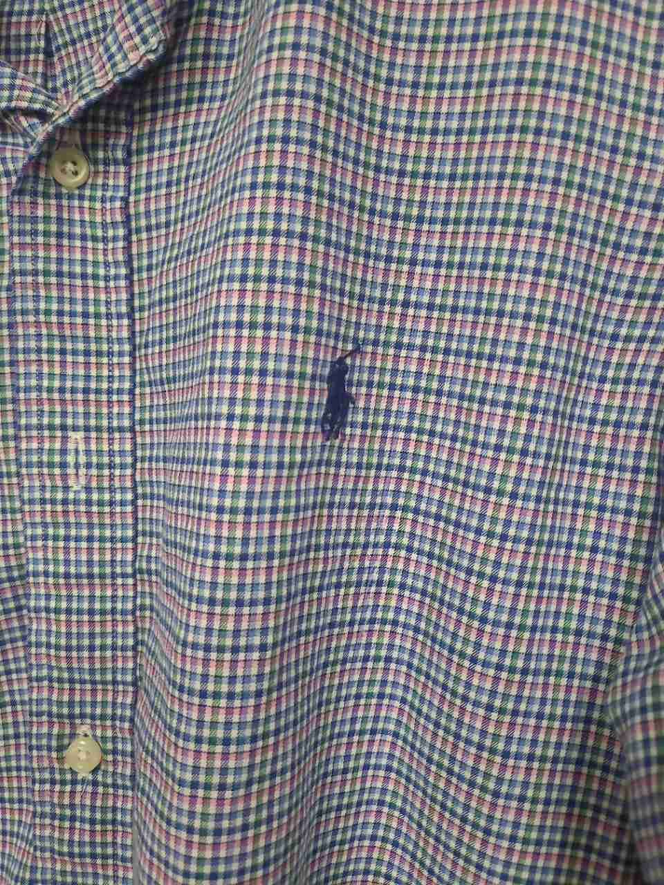 Ralph Lauren Men's Long Sleeve Button Down Shirt Blue Pink Gingham Check Sz M
