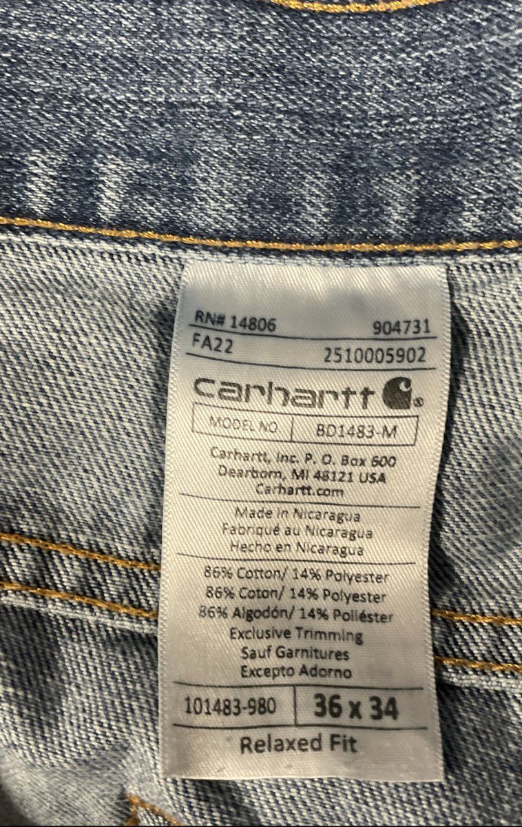 Carhartt Men's Blue Rugged Flex Relaxed Fit Jeans 101483 BD1483-M Sz 36x34