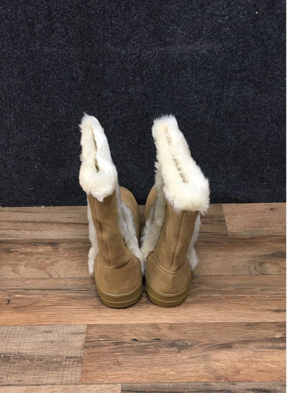 Sonoma Goods for Life Tan Faux Fur-Lined Mid Calf Leather Boots Size 8.5