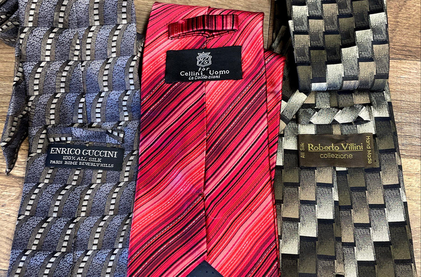 Men's Tie Lot 8pc Brandini Giorgio Brutini Versa Silk Geometric Paisley Patterns
