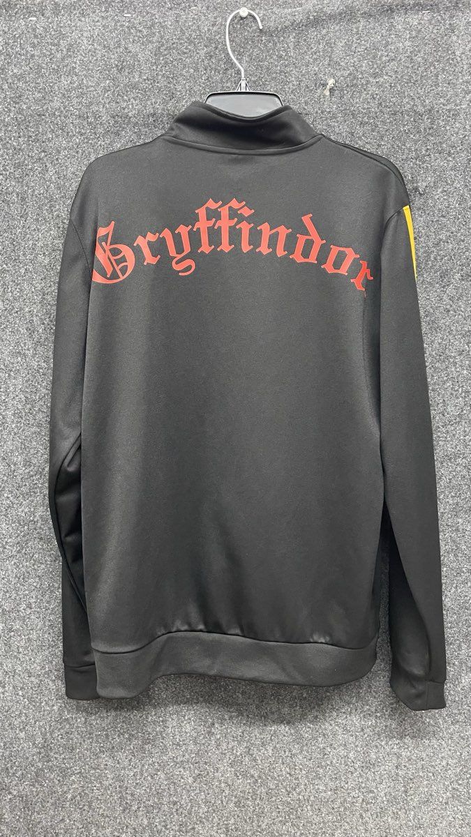 Harry Potter Men's Gryffindor Track Jacket Black Gold Stripe Full Zip Sz L