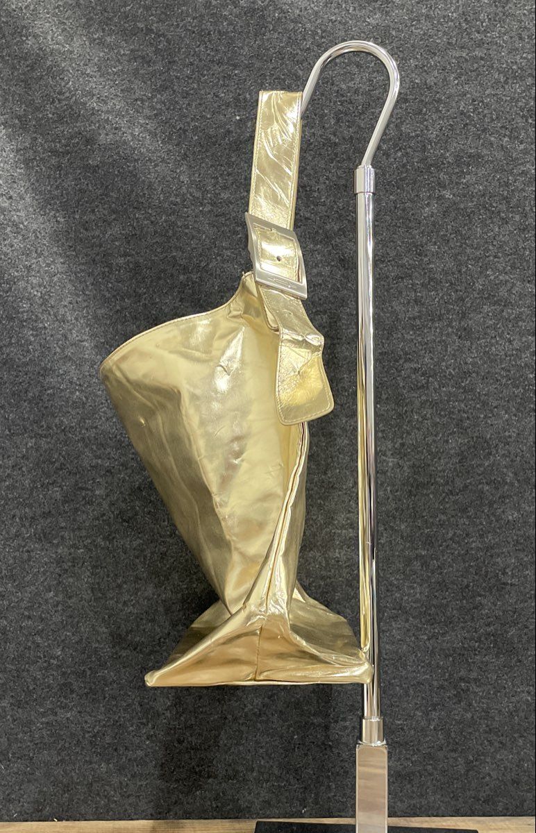 Gold Metallic Latex Oversized Hobo Shoulder Bag Large Buckle Fashion Tote
