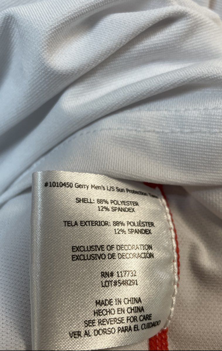 Gerry Men's Sun Protection Tee Long Sleeve White Striped Performance Sz XL