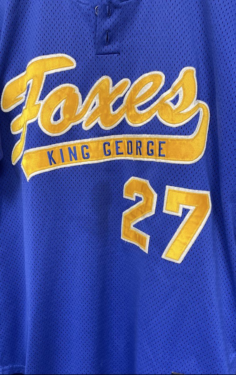 Uniforms Express Mens Blue King George Foxes Stitched Mesh Baseball Jersey #27 L