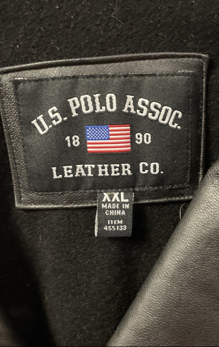 U.S. Polo Assn. Men's Black Genuine Leather Button Front Car Coat Sz XXL