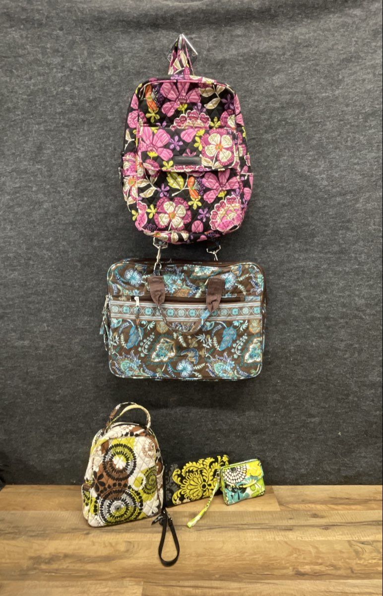Vera Bradley Backpack Laptop Bag Wallet Wristlet Floral Collection Lot of 5
