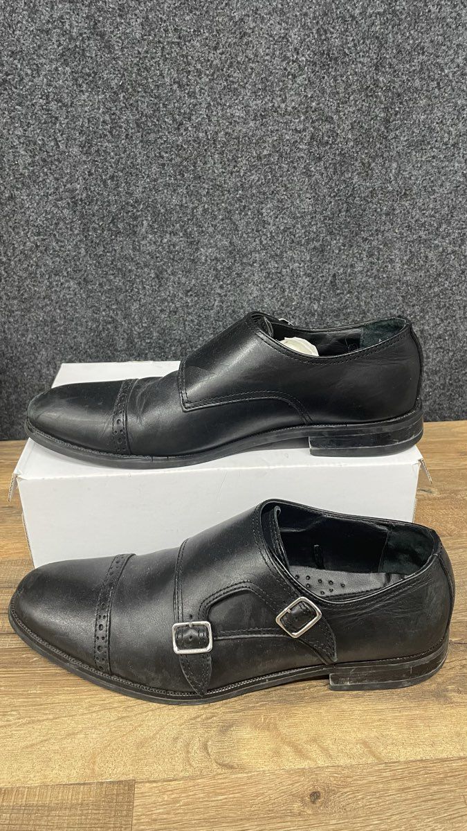 Express Black Leather Double Monk Strap Cap Toe Dress Shoes Men's Size 9
