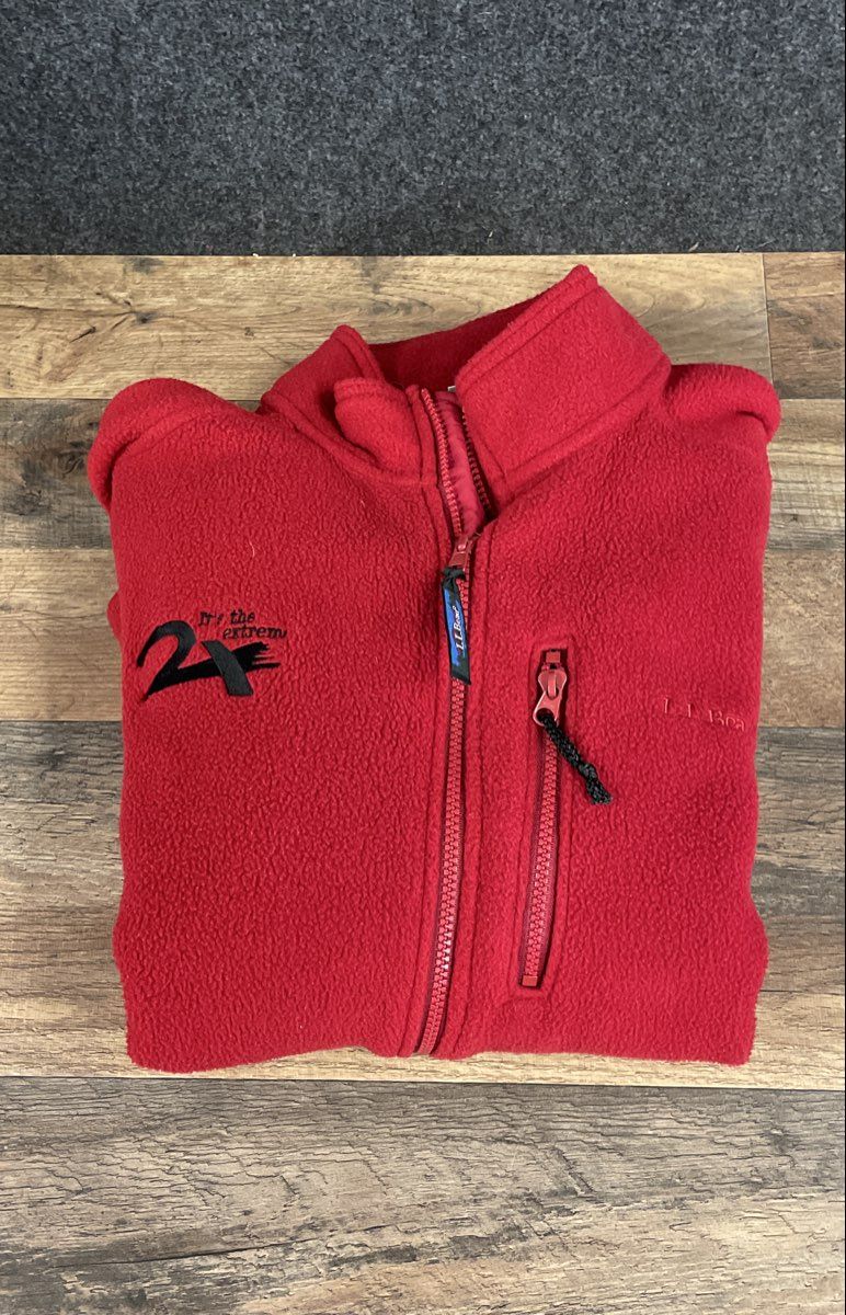 L.L. Bean Men's Vintage 90s Red Full Zip Fleece Jacket Chest Pocket Sz M