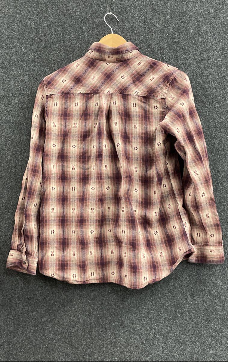 Ariat Women's REAL Relaxed Plaid Western Flannel Shirt Purple Sz M