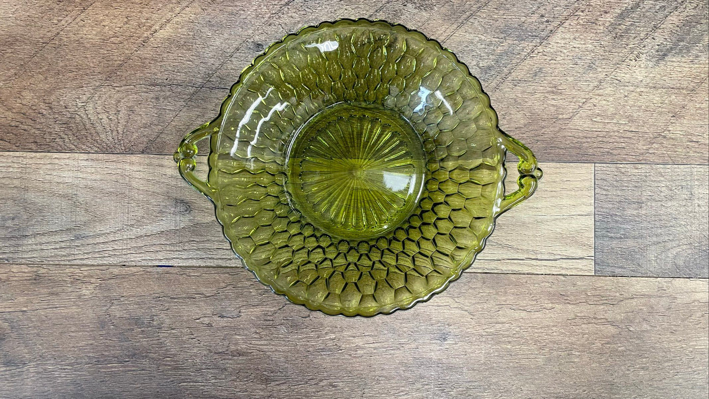 Vintage Style Indiana Glass Relish Green Dish