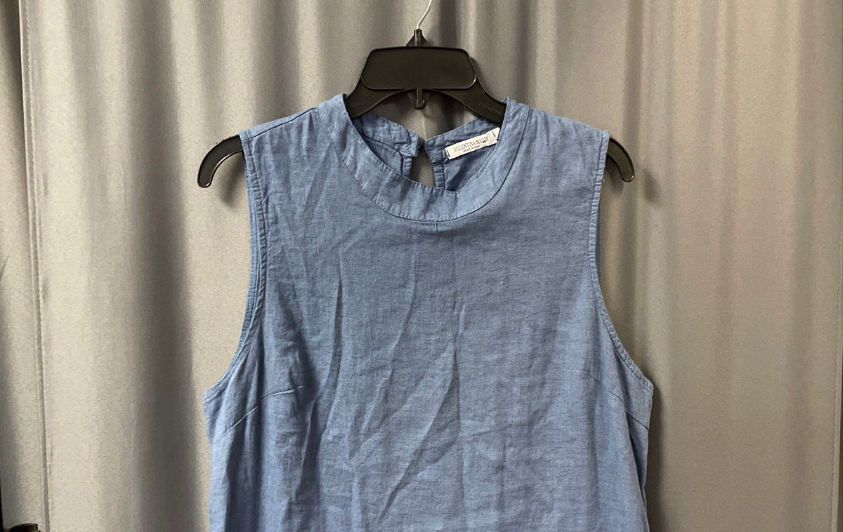 Valentina Naldi Women's Blue Linen Blend Sleeveless Dress Made in Italy Sz L