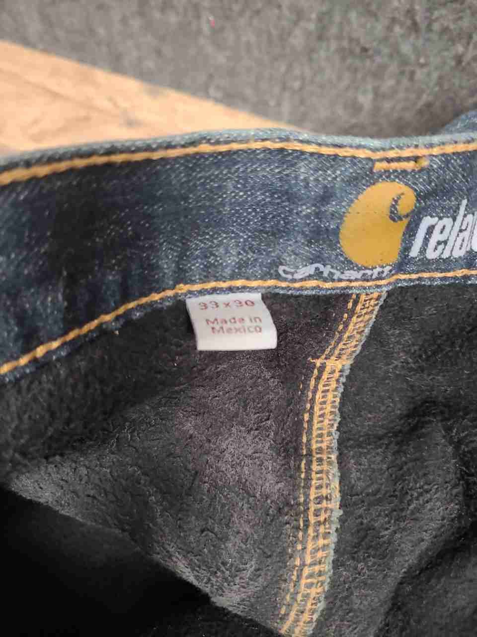Carhartt Men's Relaxed Fit Fleece Lined Blue Denim Jeans Sz 33x30