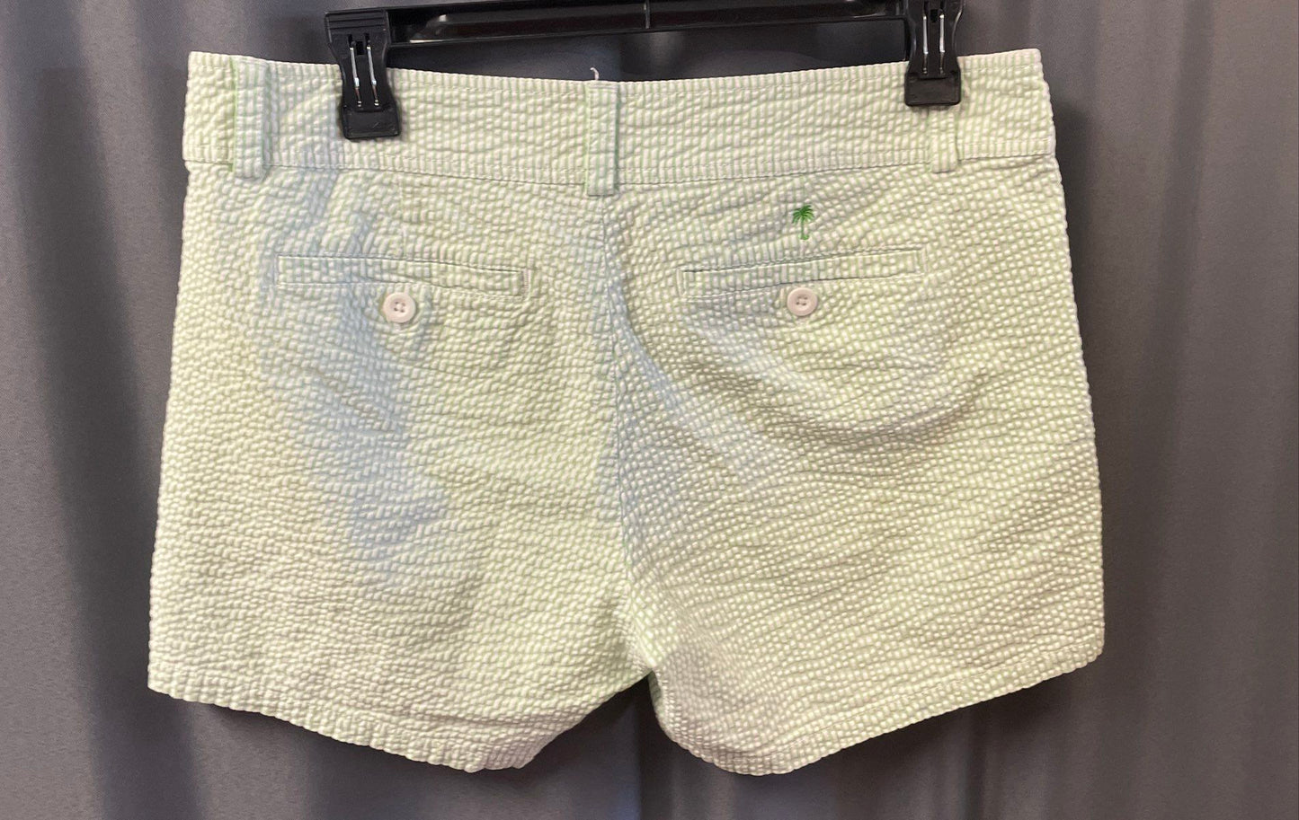 Lilly Pulitzer Women's Green White Seersucker Striped Shorts Sz 10