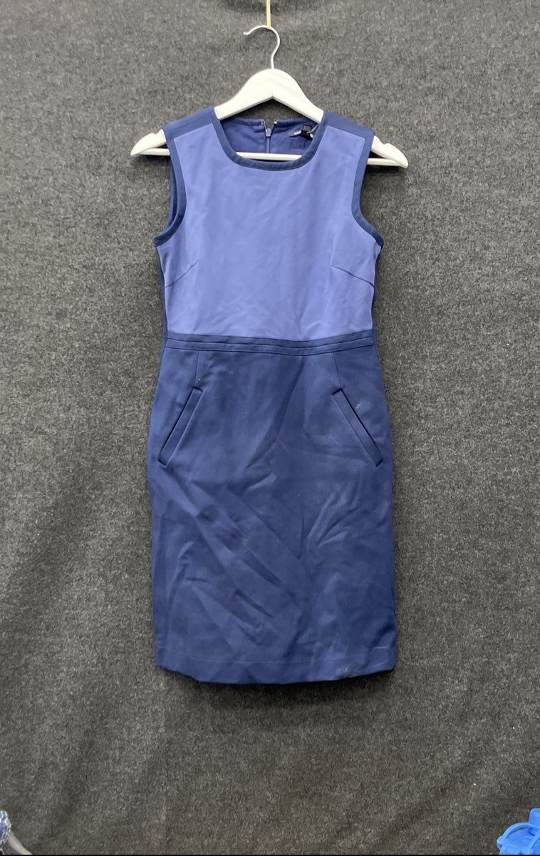 Lands' End Women's Blue Twilight Sky Colorblock Sheath Dress Pockets NWT Size 4