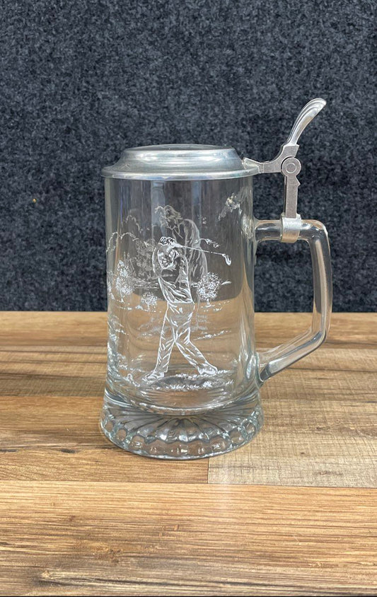 Domex Golf Etched Glass Beer Stien