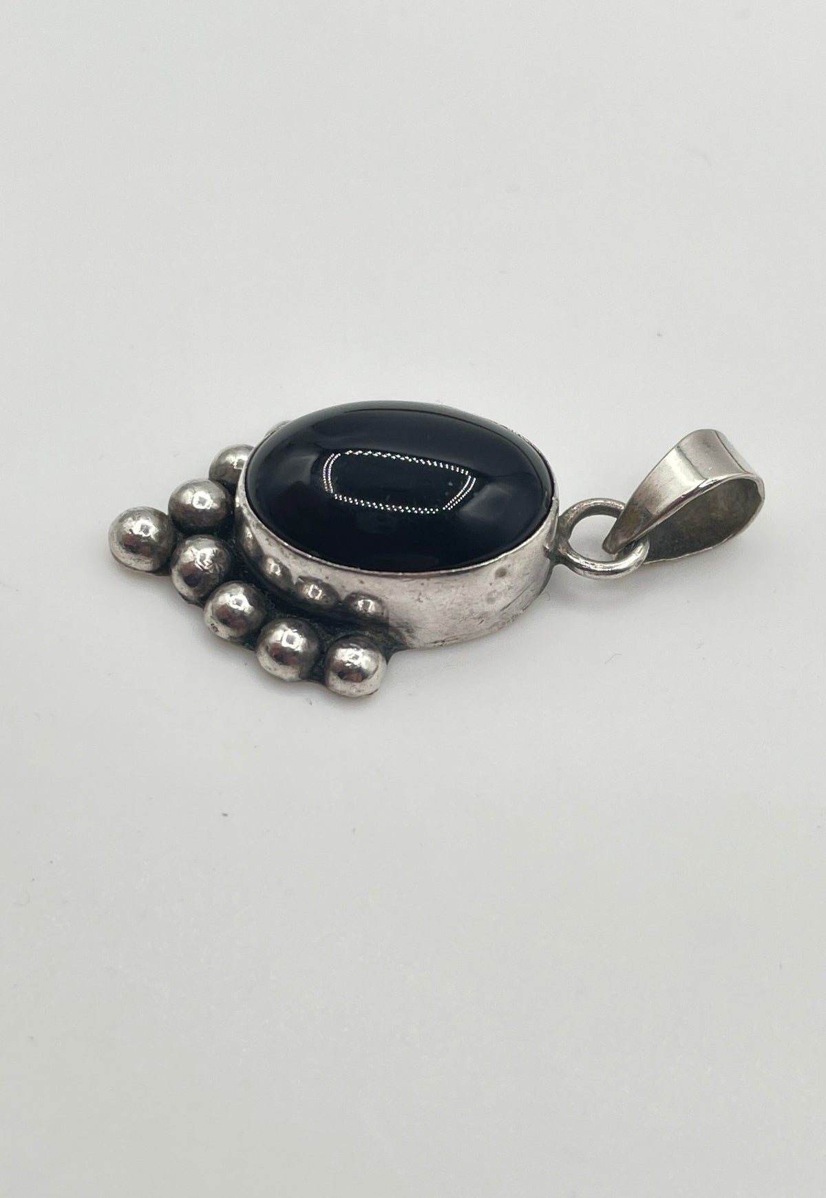 925 Sterling Silver Black Onyx Bead Cluster Accent Pendant 5.8g