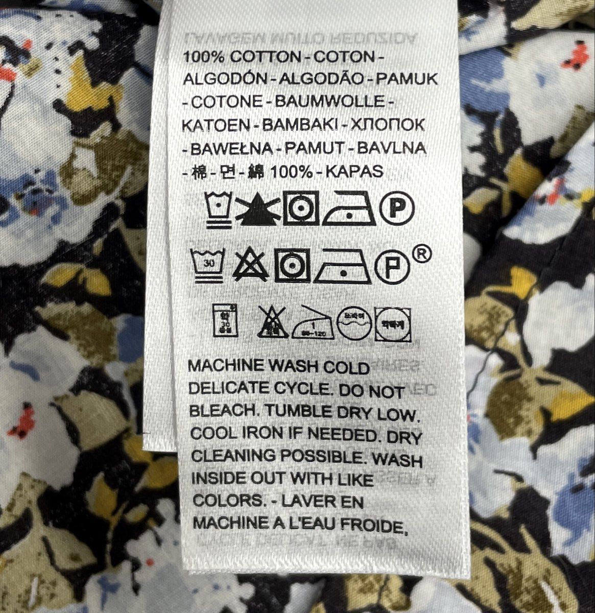 Levi's Women's Floral Pleated Sleeveless Top Button Up Cotton Blue White Sz S