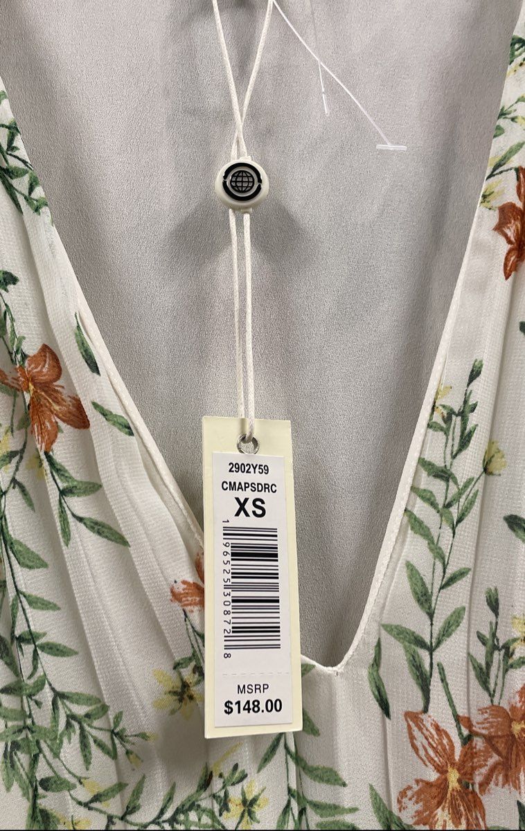 Max Studio Women's Cream Floral Pleated Sleeveless V-Neck Dress NWT Size XS