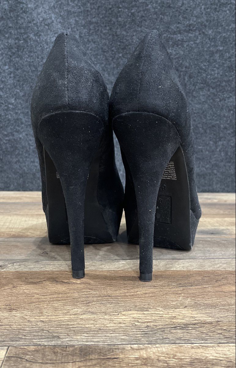 Brash Black Faux Suede Platform Stiletto High Heel Pumps Women's Size 8.5
