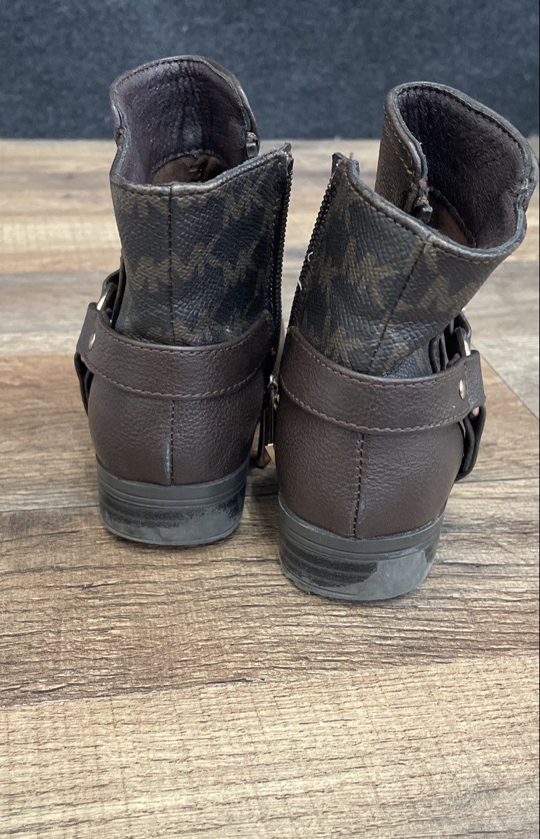 Michael Kors Lindyn Brown Monogram Harness Toddler Boots Size 8