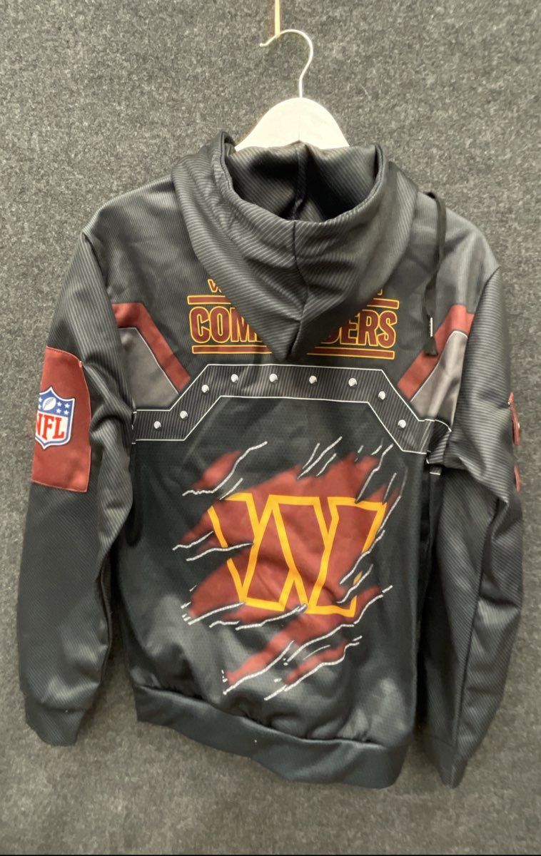 NFL Men's Washington Commanders Behold Graphic 1/4 Zip Hoodie Black Maroon Sz S