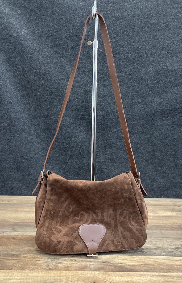 Vintage Michael Rome Brown Suede Leather Shoulder Bag Made In Italy