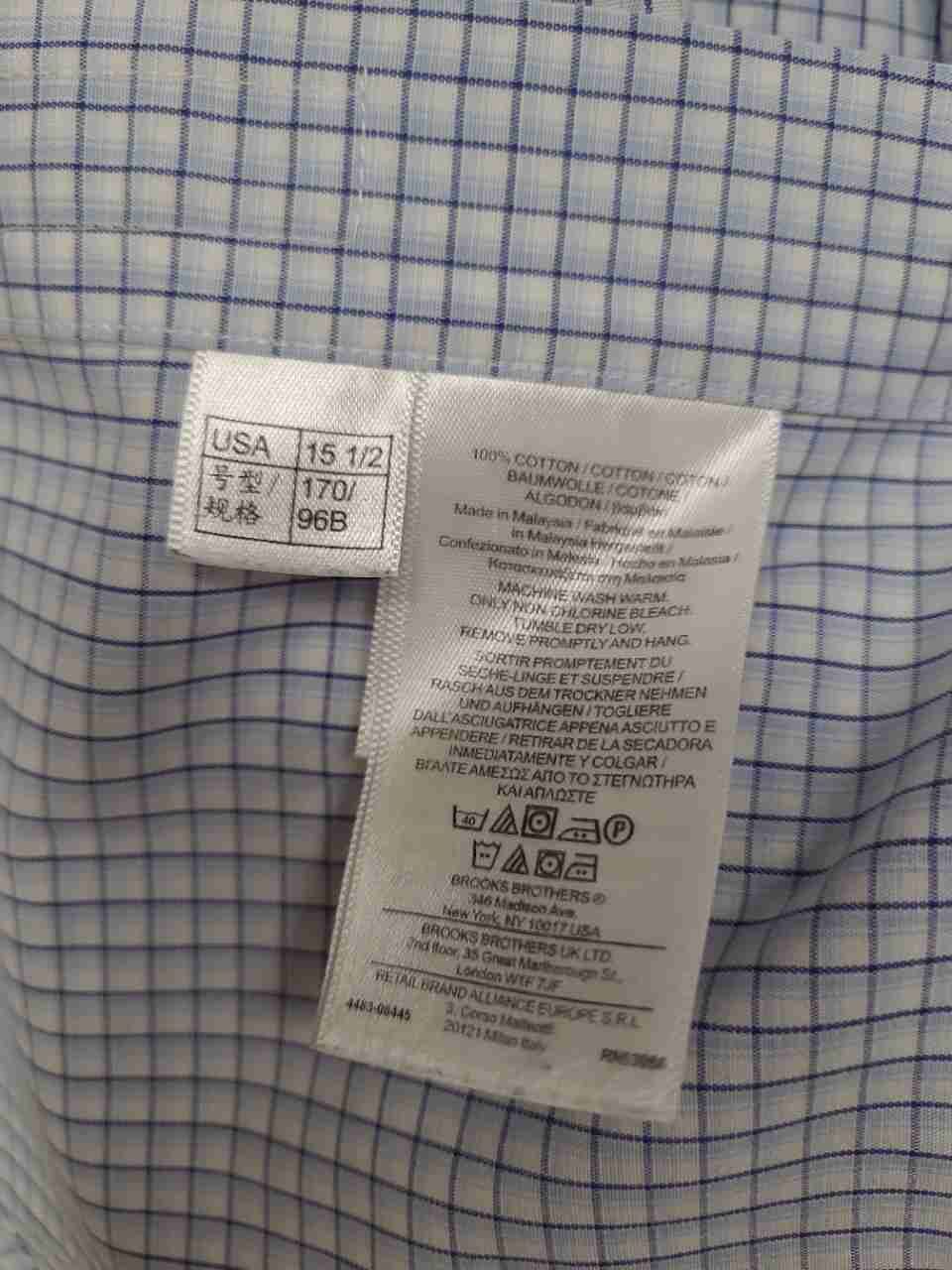Brooks Brothers Men's Classic Fit Non-Iron Supima Cotton Check Shirt 15 1/2 32