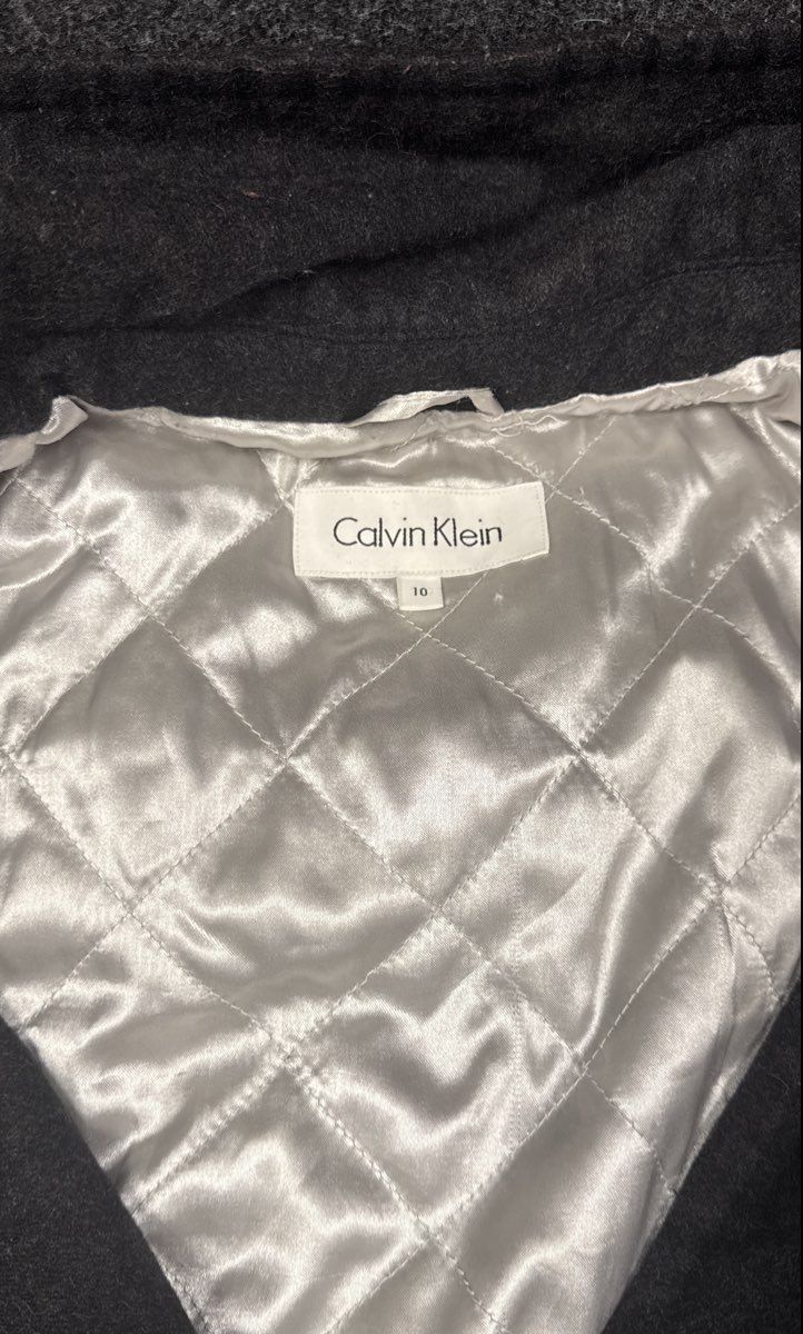 Calvin Klein Women's Charcoal Grey Double Breasted Hooded Peacoat Size 10