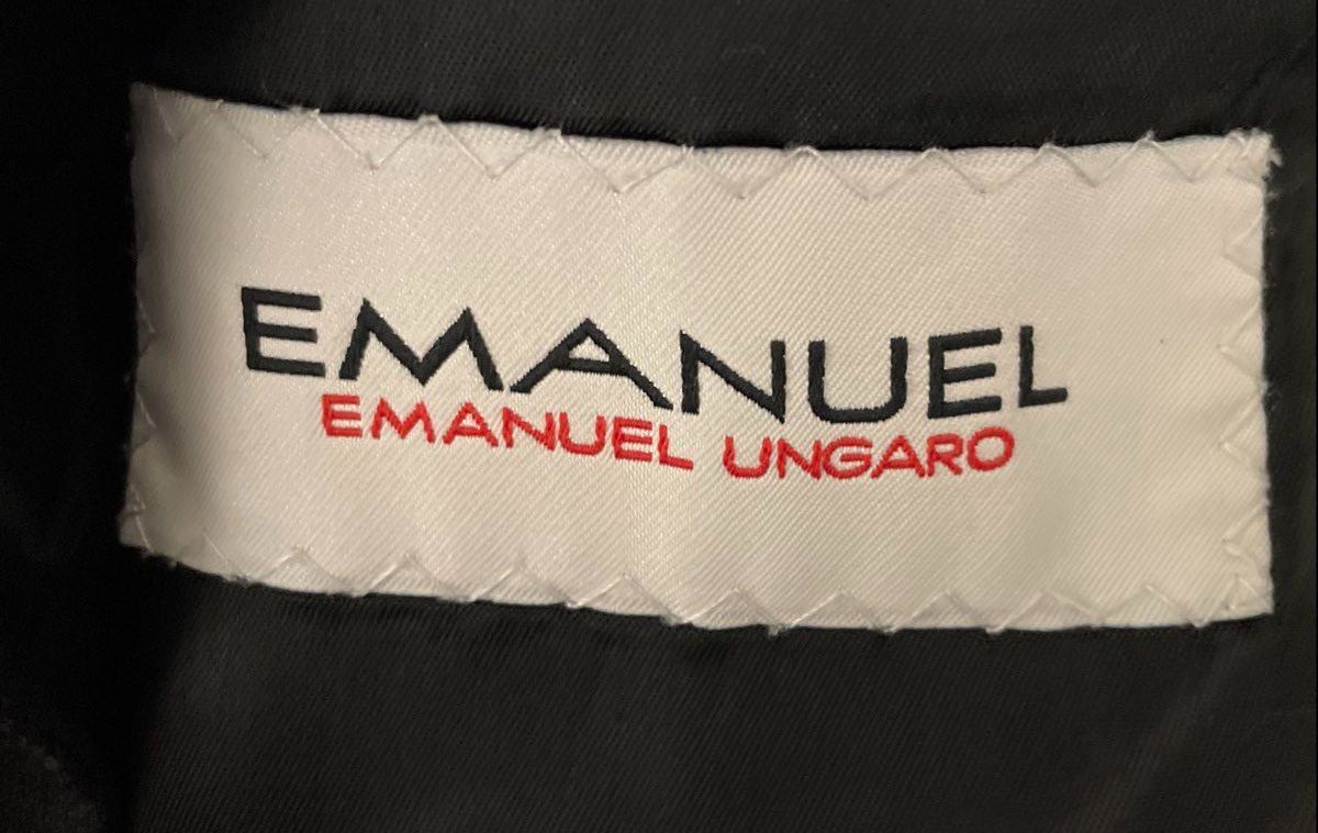 Emanuel Ungaro Men's Black 100% Wool 3-Button Blazer Silver Crest Buttons 46L