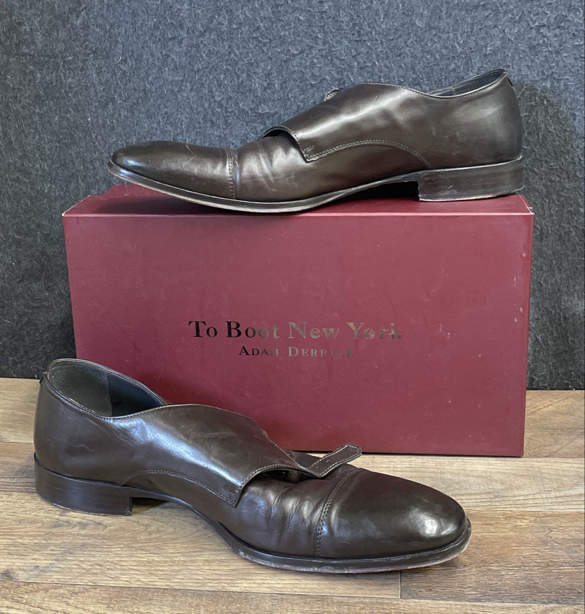 To Boot New York Adam Derrick Brown Leather Double Monk Strap Cap Toe Size 12