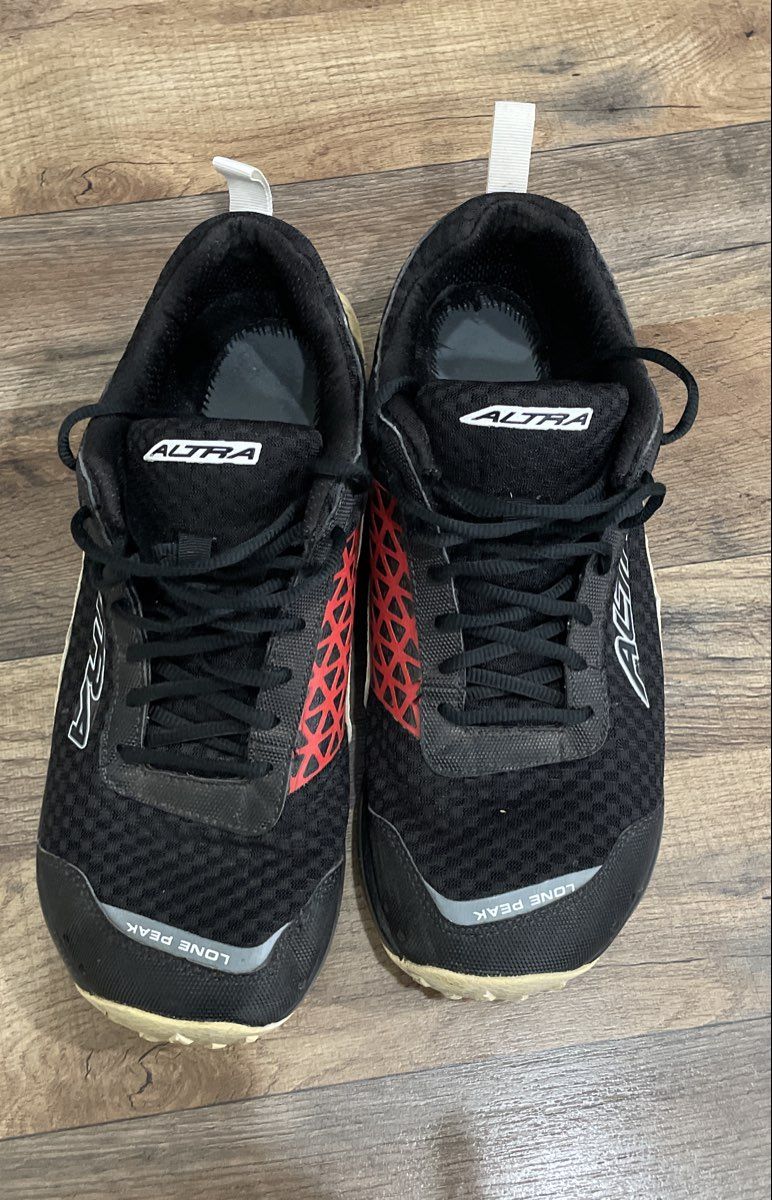 Altra Lone Peak 2.0 Black Red White Trail Running Shoes Men's Size 13