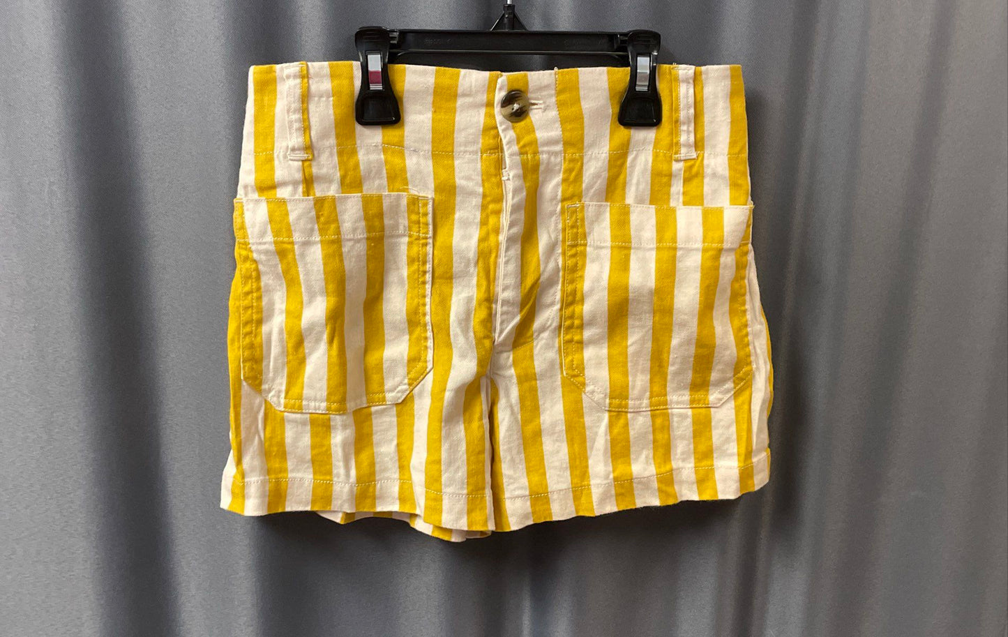Maeve Women's The Colette Shorts Yellow White Striped Linen Blend Sz 24