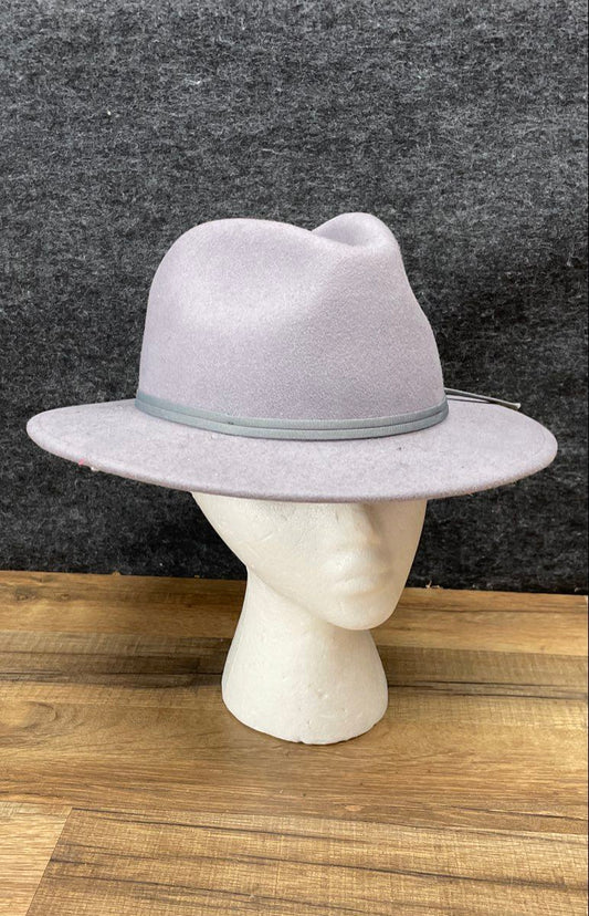 Brixton Unisex Gray Felt Fedora Wide Brim Hat Size M 7 1/4 58cm