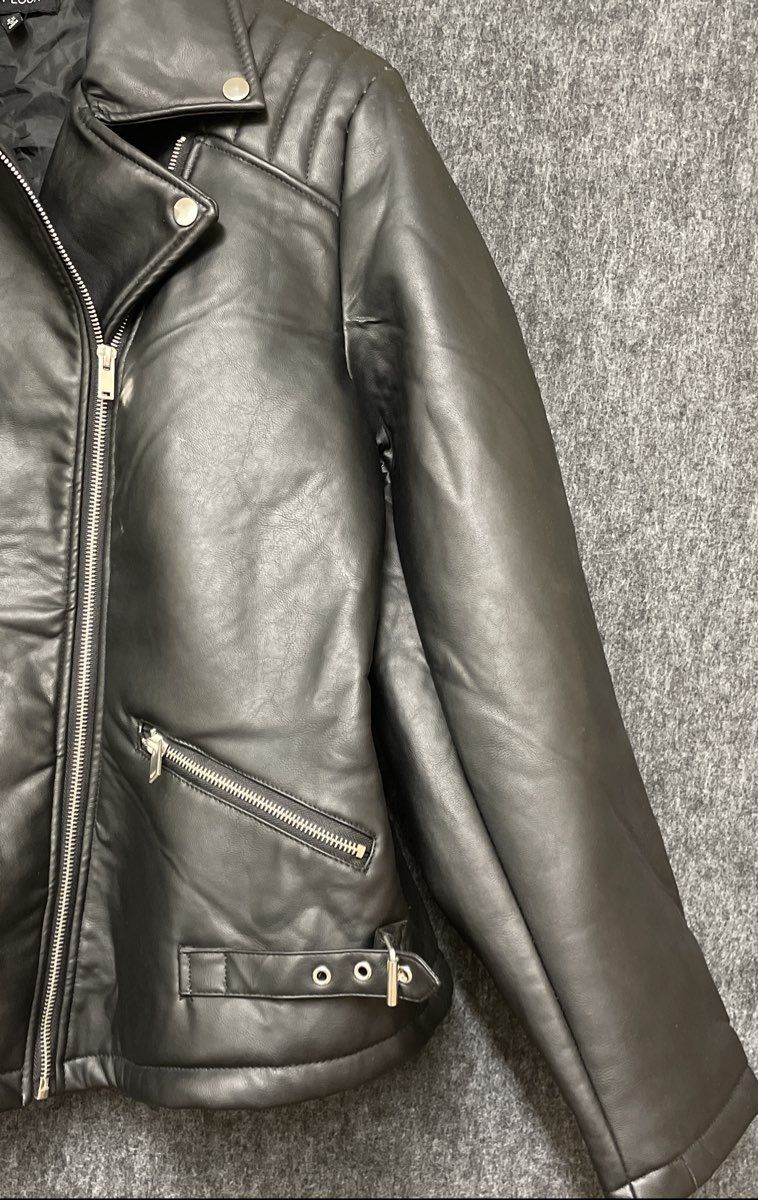 New Look Women's Black Faux Leather Biker Jacket Quilted Moto Zip Sz 2X