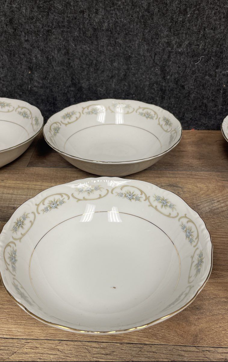 Noritake Cameo 3553 Coupe Soup Bowls Set of 6 Vintage China Gold Trim