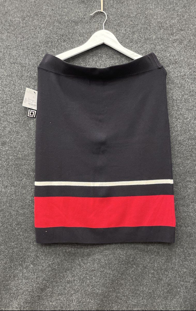 Liz Claiborne Career Women's Grand Sportif Black Pink Stripe Knit Skirt NWT Sz L
