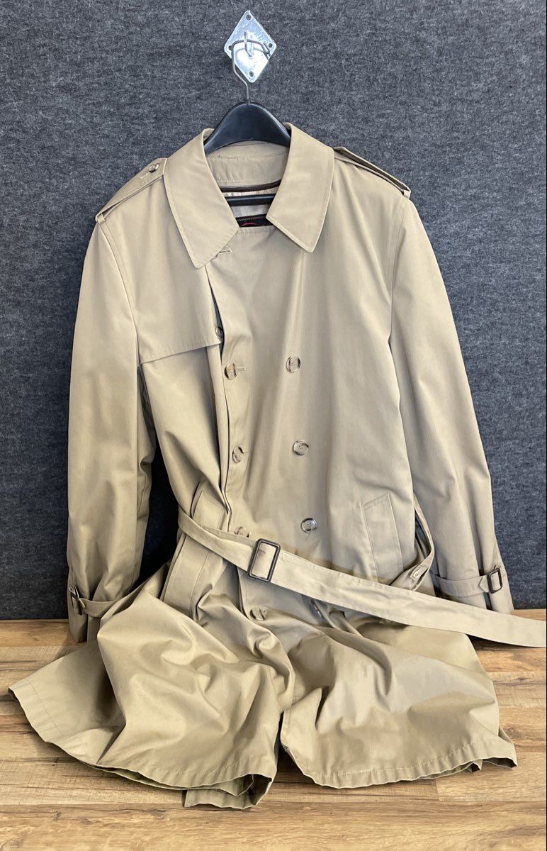 Vintage 70s Botany 500 Trench Coat Belted Borg Pile Lined USA Tan Sz 44 Long