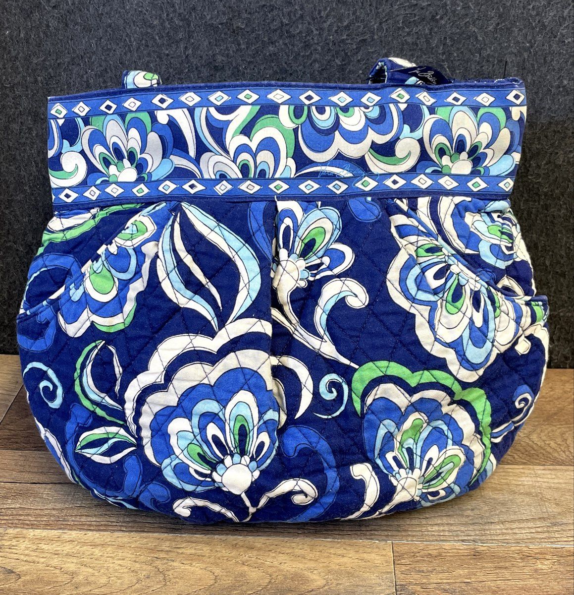 Vera Bradley Blue Floral Handbag & Purple Microfiber Turnlock Wallet Lot of 2