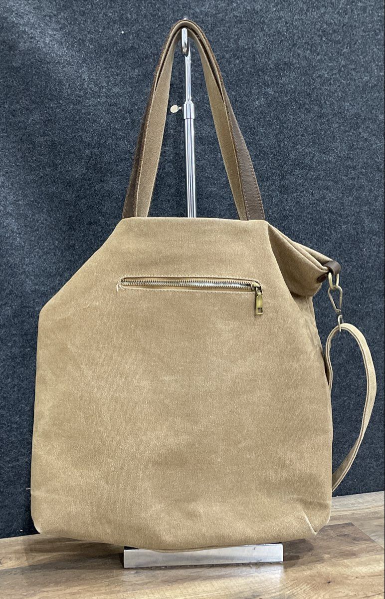 Farmhouse Is My Style Brown Canvas Large Crossbody Tote Bag Leather Trim