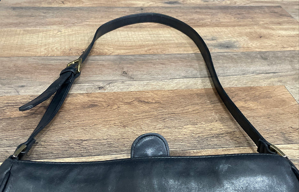 Giani Bernini Black Leather Crossbody Bag Gold Tone Hardware